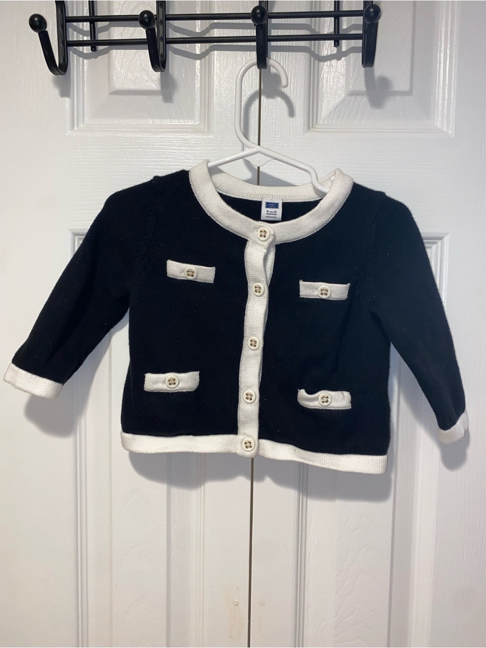 Janie and Jack Black and White Knit Cardigan Size 6-12 M